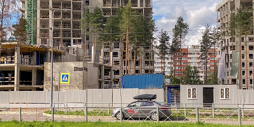 Общий вид на строительство 1-4 корпуса и паркинга – 1 очередь