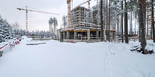 Общий вид на строительство 2-й очереди строительства. Корпуса 5-9, встроенный ДОУ на 60 мест