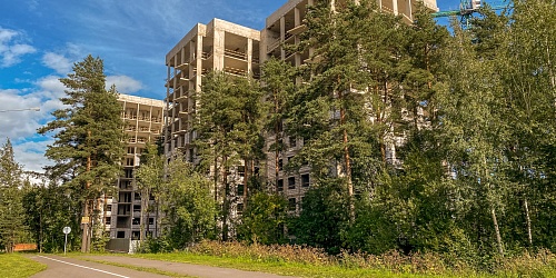 Общий вид на строительство 1-4 корпуса и паркинга – 1 очередь