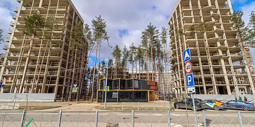 Общий вид на строительство – 2 очередь. Офис продаж VEREN NORT СЕРТОЛОВО