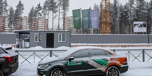 Общий вид на контрольно-пропускной пункт строительной площадки