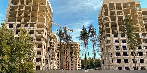 Общий вид на строительство 1-4 корпуса и паркинга – 1 очередь