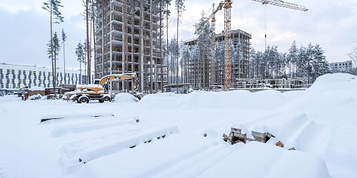 Общий вид на строительство 2-й очереди строительства. Корпуса 5-9, встроенный ДОУ на 60 мест