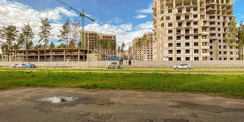 Общий вид на строительство 1-4 корпуса и паркинга – 1 очередь