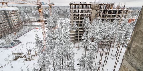 Общий вид на строительство 2-й очереди строительства. Корпуса 5-9, встроенный ДОУ на 60 мест